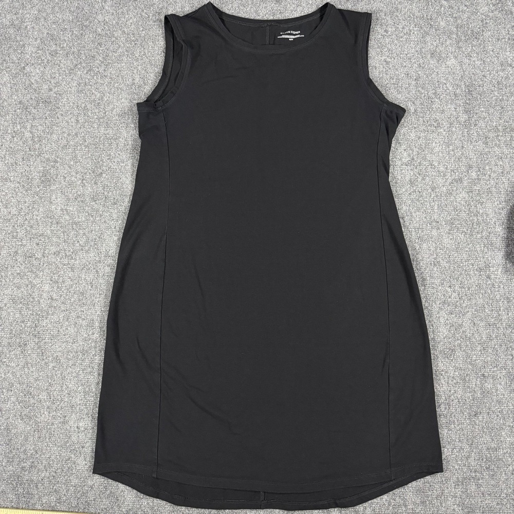 Eileen Fisher Dress Women M Black Cotton Stretch Pullover Sleeveless Minimalist